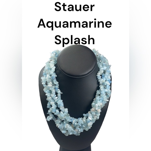 Gorgeous Stauer necklace 5 strands aquamarine splash new! - Picture 3 of 10